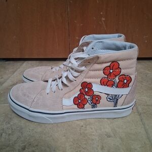 Vans Sk8-Hi Floral Suede High-Top Sneaker in Beige